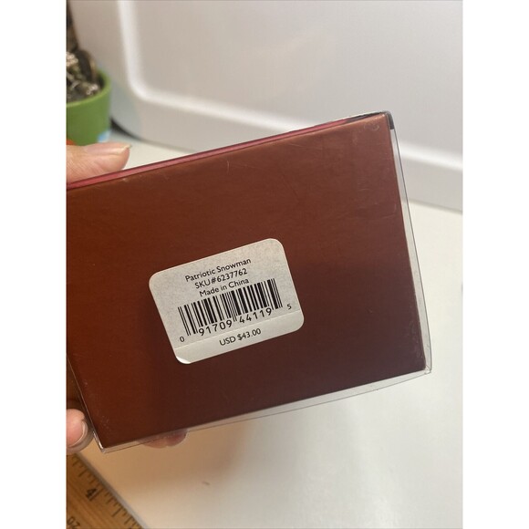 LENOX "Patriotic Snowman" 2003 Porcelain Christmas Ornament With Package - Picture 4 of 11